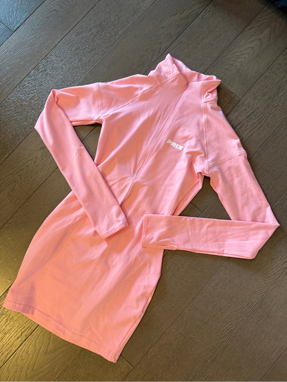 Pink Long Sleeve Mock Neck Dress